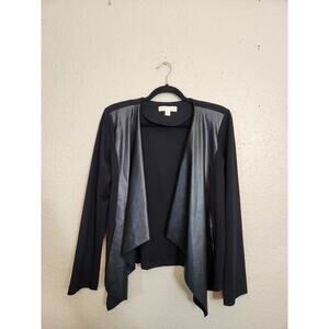 MICHAEL Michael Kors‎ Women's Black Long Sleeve Faux Leather Blazer Jacket Large
